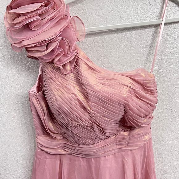 NWT $500 MAC DUGGAL 70173 PINK ONE SHOULDER MIDI DRESS Size 6 - Picture 4 of 14